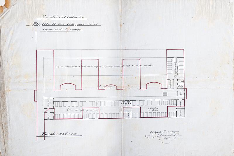Plano original del proyecto de sala para niños, 1920 Plano original del proyecto de sala para niños, 1920