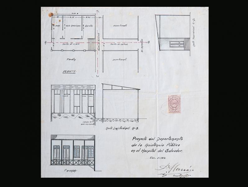 Plano original proyecto del Departamento de Asistencia Pública, 1920 Plano original proyecto del Departamento de Asistencia Pública, 1920