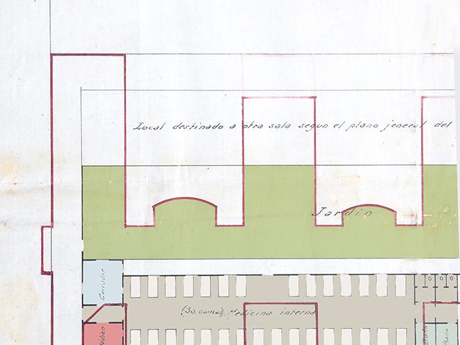 Plano original del proyecto de sala para niños (detalle ala izquierda), 1920