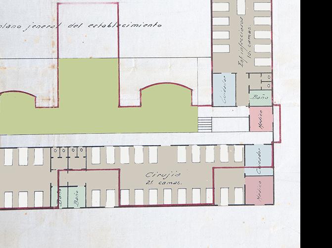 Plano original del proyecto de sala para niños (detalle ala izquierda), 1920