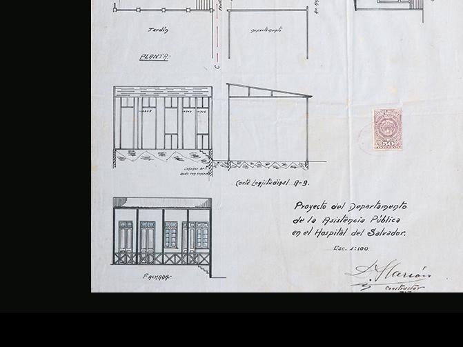 Plano original proyecto del Departamento de Asistencia Pública, 1920