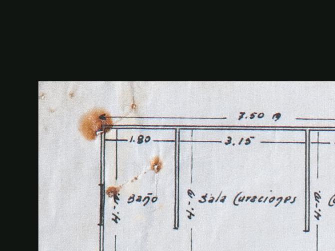 Plano original proyecto del Departamento de Asistencia Pública, 1920 (detalle corte transversal)