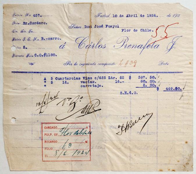 Orden de despacho para pulpería de oficina salitrera Flor de Chile